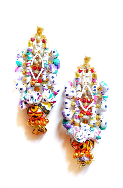 Evina Beaded Ball Embellished Charm Drop Earrings