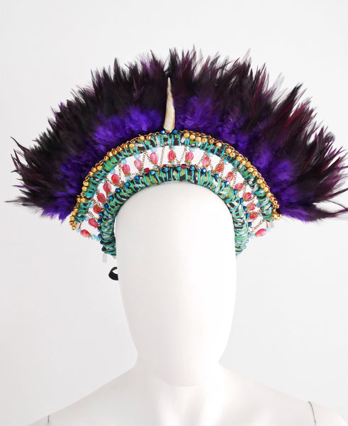 Eada Embellished Beaded Feather Necklace