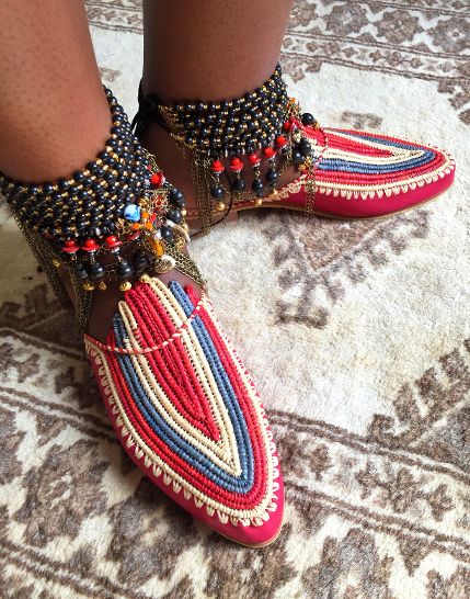 Mwila Multi-Beaded Textured And Charm Chain Tassel Ankle Bracelets Anita Quansah London