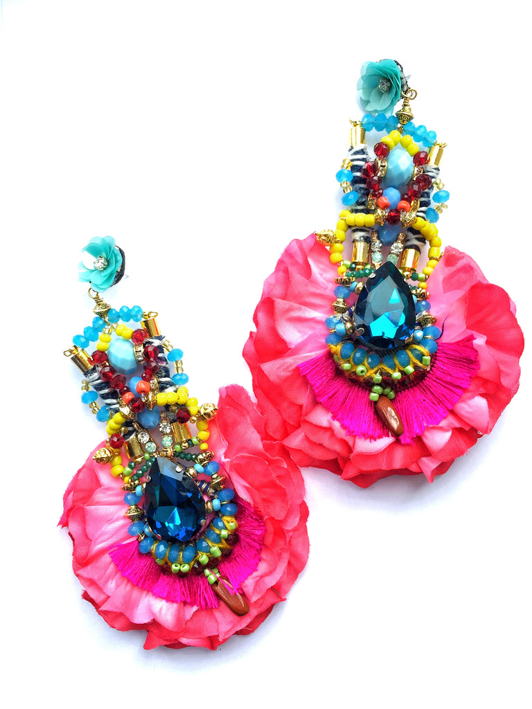 Lucia Crystal Statement Rose Petal Earrings