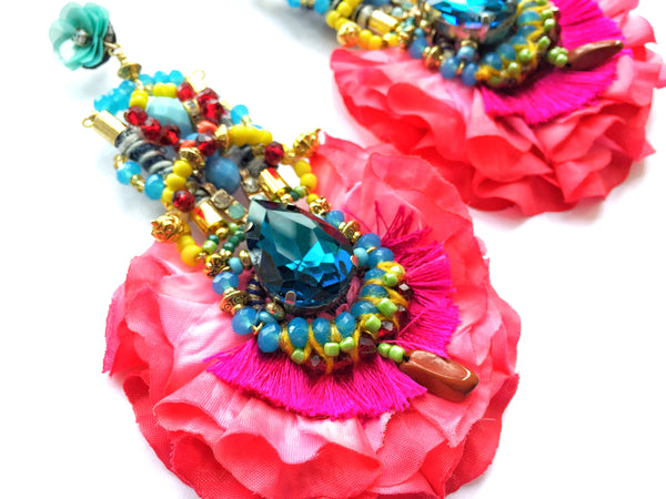Lucia Crystal Statement Rose Petal Earrings