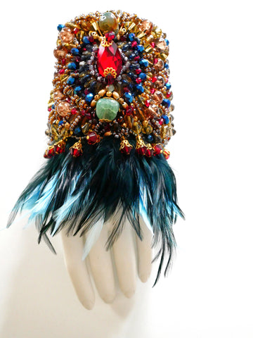 Asake Beaded Swarovski Crystal Feather Cuff Anita Quansah London