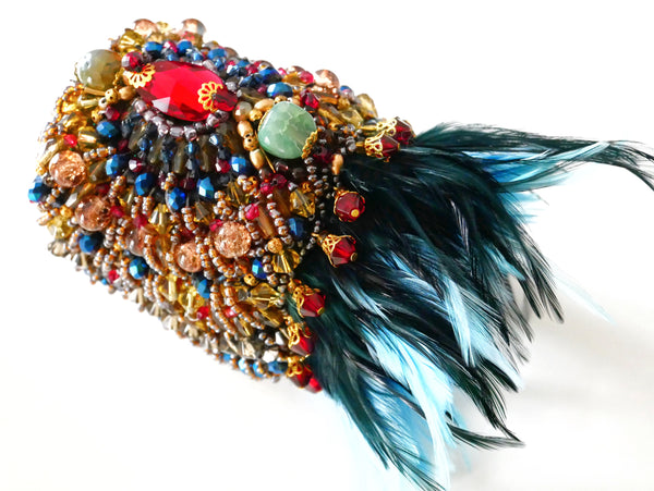Asake Beaded Swarovski Crystal Feather Cuff Anita Quansah London
