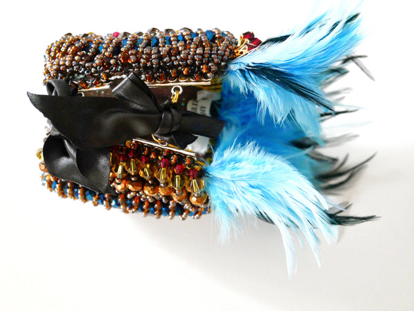 Asake Beaded Swarovski Crystal Feather Cuff Anita Quansah London