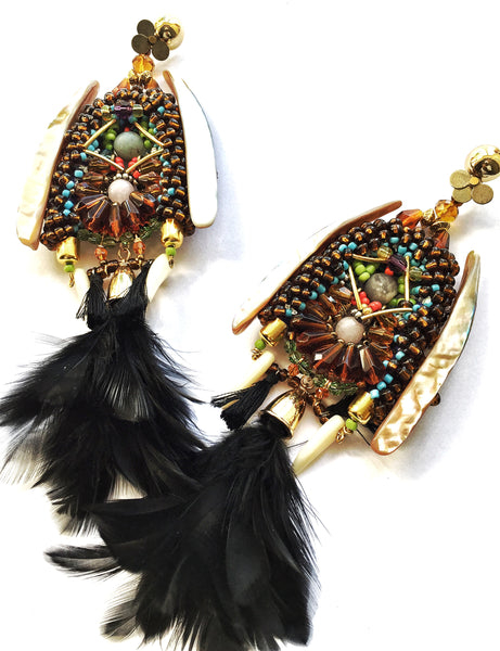 Arabella Beaded Feather Earrings