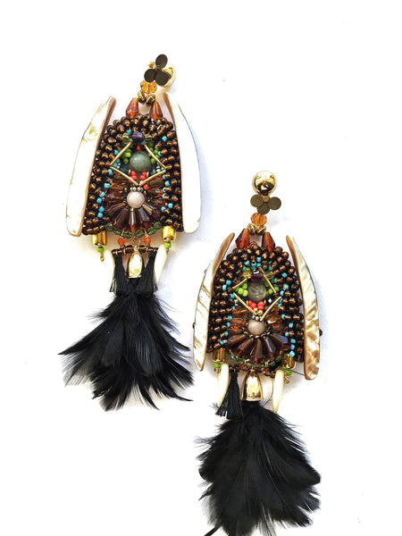 Arabella Beaded Feather Earrings
