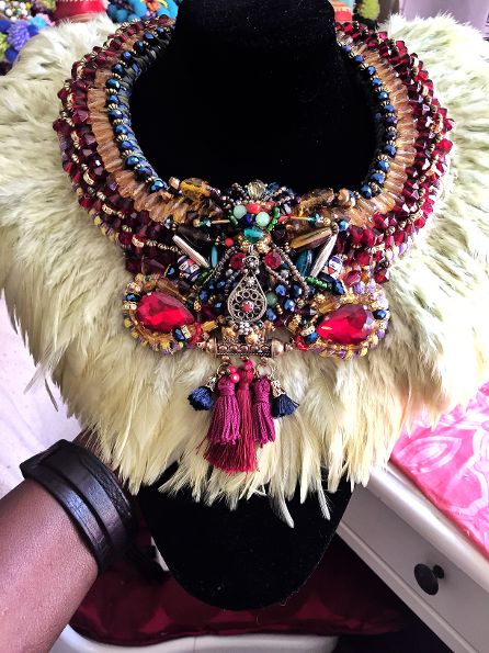 Johari Beaded Feather Necklace