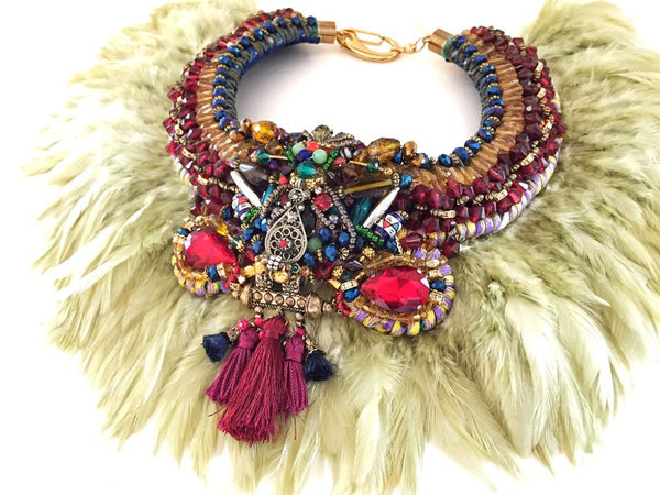 Johari Beaded Feather Necklace
