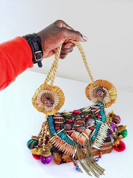 Zaira Embellished Beaded Shoulder Bag