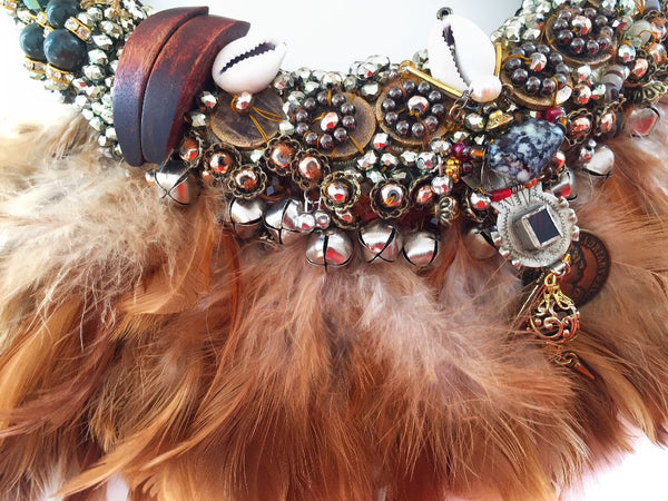 Asaka Beaded Embellished Feather Necklace