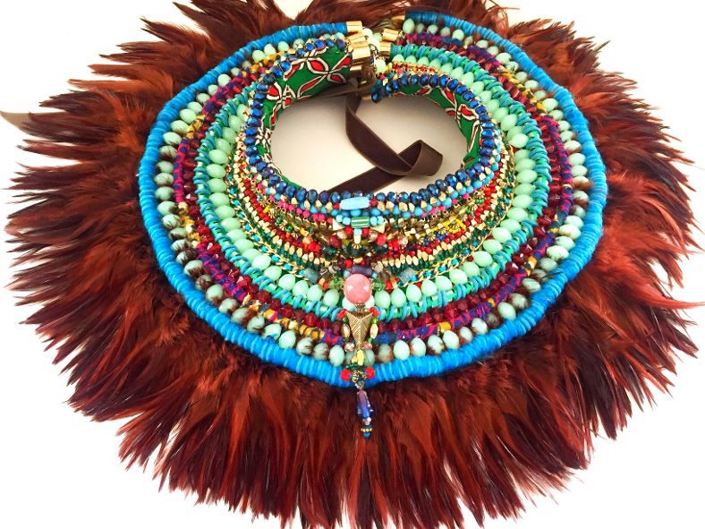 Raina Beaded Feather Neckpiece