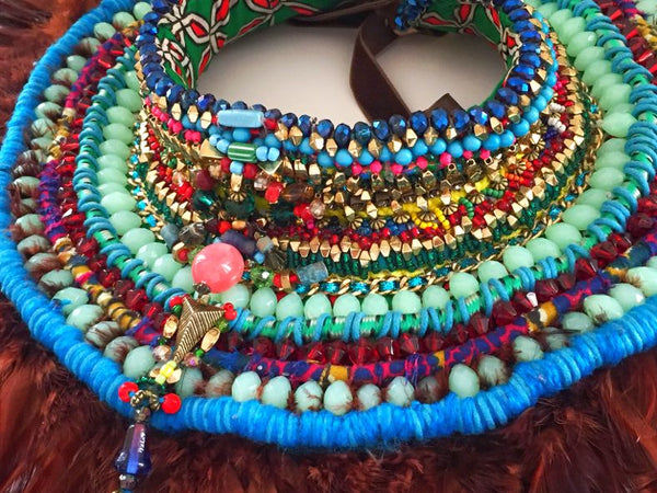 Raina Beaded Feather Neckpiece