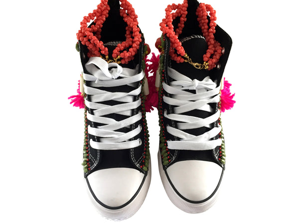 Huxley Beaded Embellished High Top Canvas Sneakers