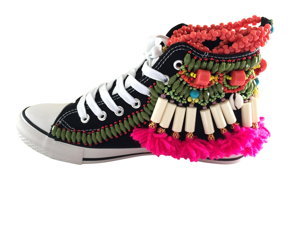 Huxley Beaded Embellished High Top Canvas Sneakers