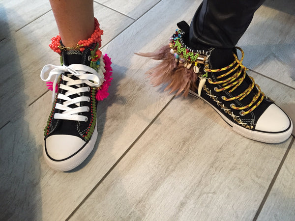 Huxley Beaded Embellished High Top Canvas Sneakers