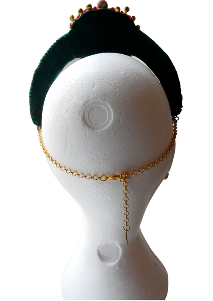 Idia  Colourful Multi-Beaded Swarovski Crystal and Gemstone Embellished Fringe Headpiece with Detachable Pendants