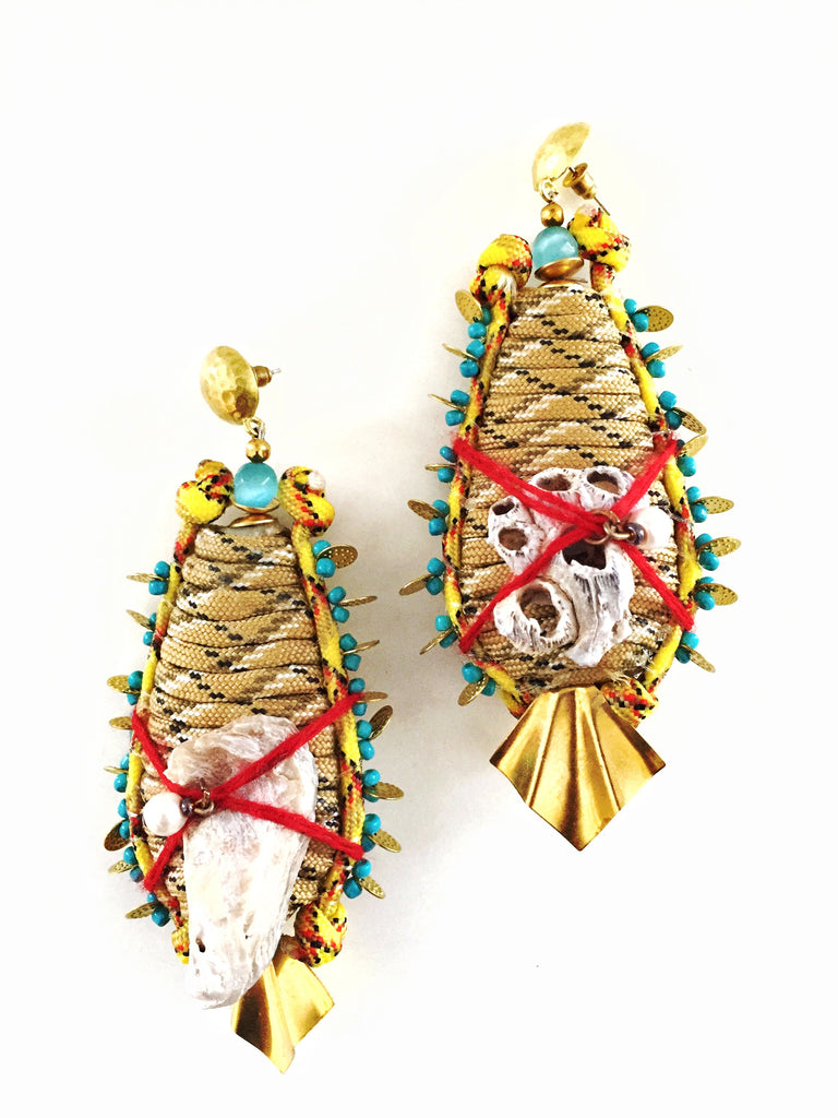 Jolie Embellished Shell Cord Drop Earrings