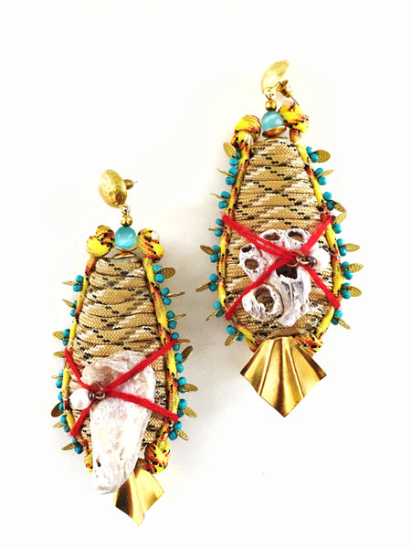 Jolie Embellished Shell Cord Drop Earrings