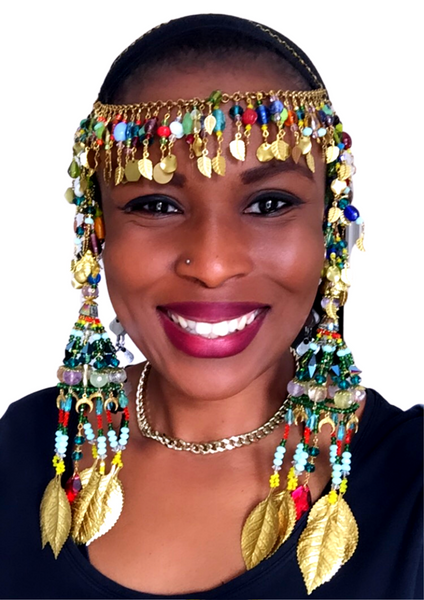 KeneKene Multi-Beaded Swarovski Crystal and Gemstone Embellished Fringe Headpiece