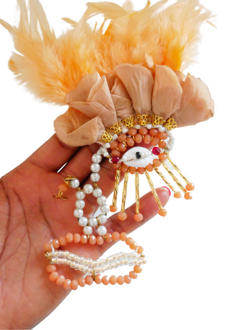 Khari Beaded Rose Petals And Feather Hair Slide