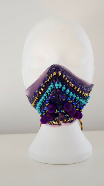LIMITED EDITION HARYLN PRINT BEADED FACE MASK