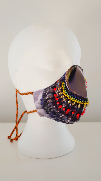 LIMITED EDITION OGE PRINT BEADED FACE MASK