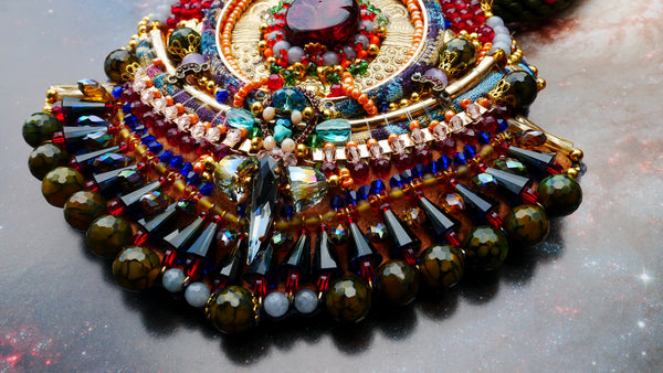 Manaia Multi-Beaded and Gemstone Embellished Bib Necklace