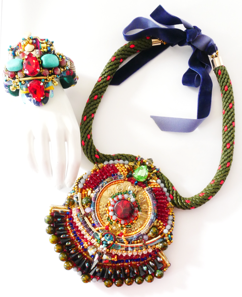 Manaia Multi-Beaded and Gemstone Embellished Bib Necklace