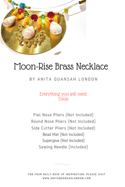 The Moon-Rise Gemstone Embellished Brass Necklace Kit + Guide Intermediate Level
