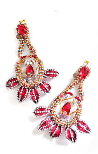 Morowa Swarovski Crystal And Bandana Leaf Earrings
