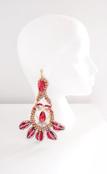 Morowa Crystal And Bandana Leaf Earrings