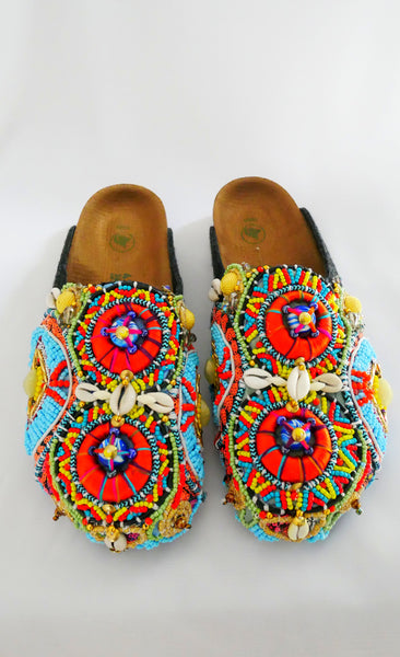 Multi-Beaded and Shell-Embellished Custom Birkenstock Amsterdam Vegan clogs