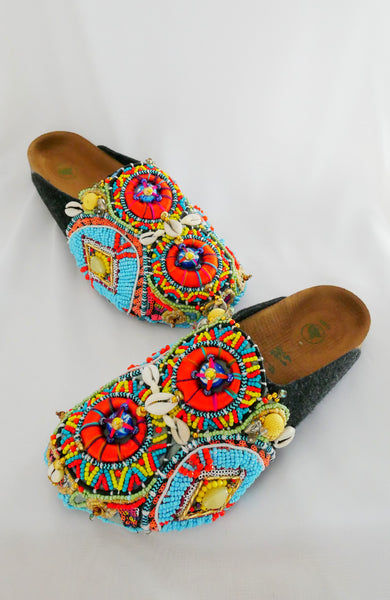 Multi-Beaded and Shell-Embellished Custom Birkenstock Amsterdam Vegan clogs