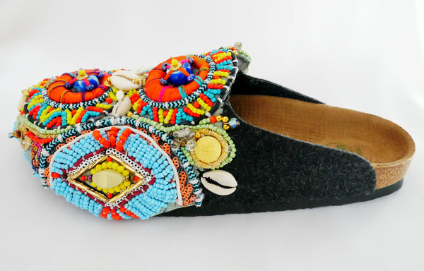 Multi-Beaded and Shell-Embellished Custom Birkenstock Amsterdam Vegan clogs