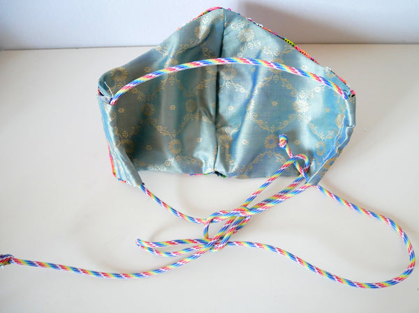 Washable Multi-Coloured Sequin Pearly Fang Facemask with Rhinestones