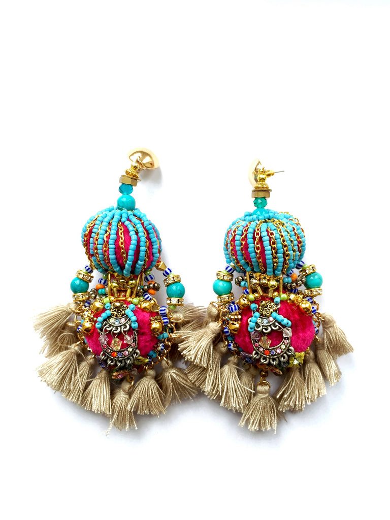 Nalika Embellished Statement Tassel Earrings
