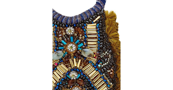 Nora Beaded Embellished Tassel Statement Necklace