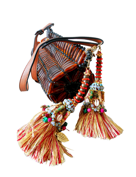 Ndidi Studded and Beaded Embellished Headband with Detachable Tassel Earrings