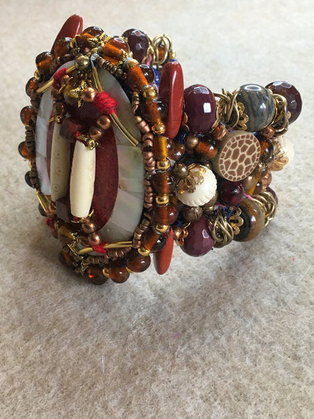 Orla Mother-of-Pearl, Jasper, Tourmaline and Quartz Cuff Bracelet