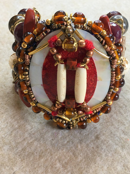 Orla Mother-of-Pearl, Jasper, Tourmaline and Quartz Cuff Bracelet