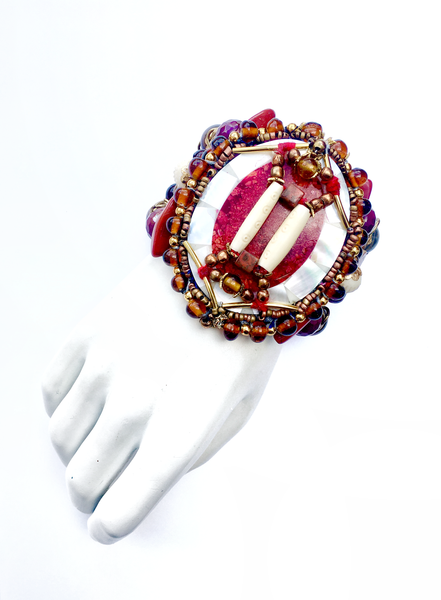Orla Mother-of-Pearl, Jasper, Tourmaline and Quartz Cuff Bracelet