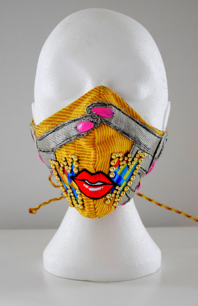 Reusable, Washable,  Aso-Oke Wow Lip  Face Mask