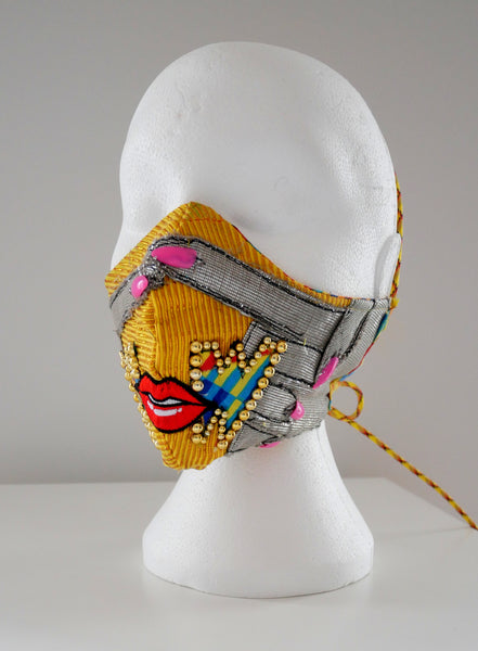 Reusable, Washable,  Aso-Oke Wow Lip  Face Mask