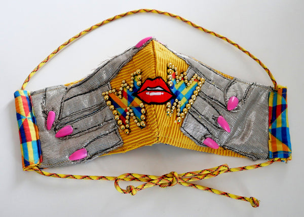 Reusable, Washable,  Aso-Oke Wow Lip  Face Mask