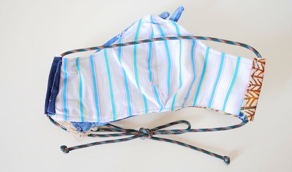 Reusable, Washable, Beaded and Embellished Rosary Denim Face Mask