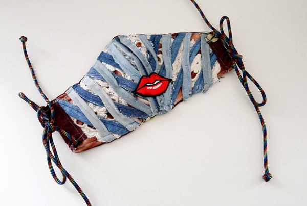 Reusable, Washable, Denim And Lace, Lippy Face Mask