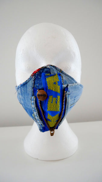 Reusable, Washable, Distressed Denim IKEA Face Mask