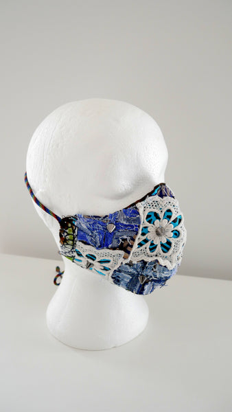 Reusable, Washable, Distressed, Studded, Patch Work Denim, And Lace Face Mask