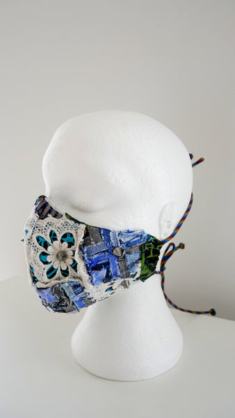 Reusable, Washable, Distressed, Studded, Patch Work Denim, And Lace Face Mask