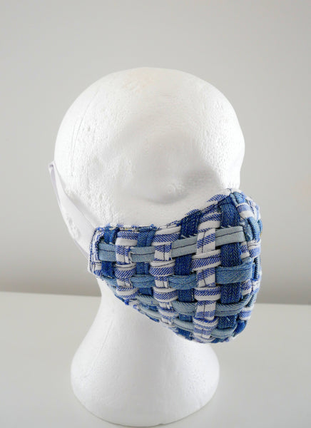 Reusable, Washable, Distressed, Denim, And Cotton Weave Face Mask